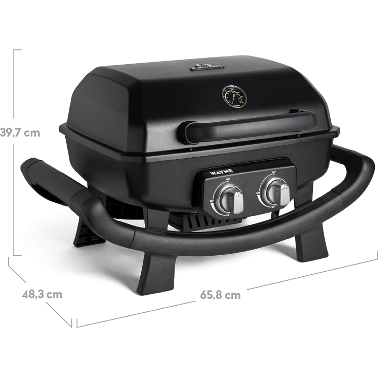 BURNHARD® Tragbarer 2-Brenner Gasgrill WAYNE inkl. Rollwagen, 4,4 kW bis zu 390°C Kompaktgrill mit Aludruckguss Brennkammer inkl. Abdeckhaube, Gusseisen Grillrost, 2 Edelstahlbrenner mit Piezozündung - Multi-Color - #945030 – Bild 4