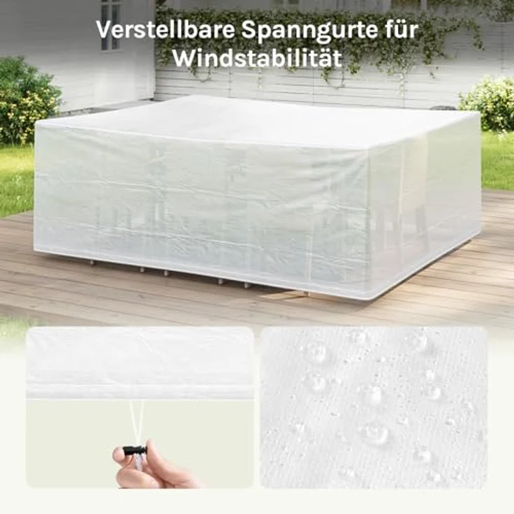 Woltu Gartenmöbel-Schutzhülle, für Sitzgruppe Gartenmöbel, UV-Beständig winterfest reißfest – Bild 7