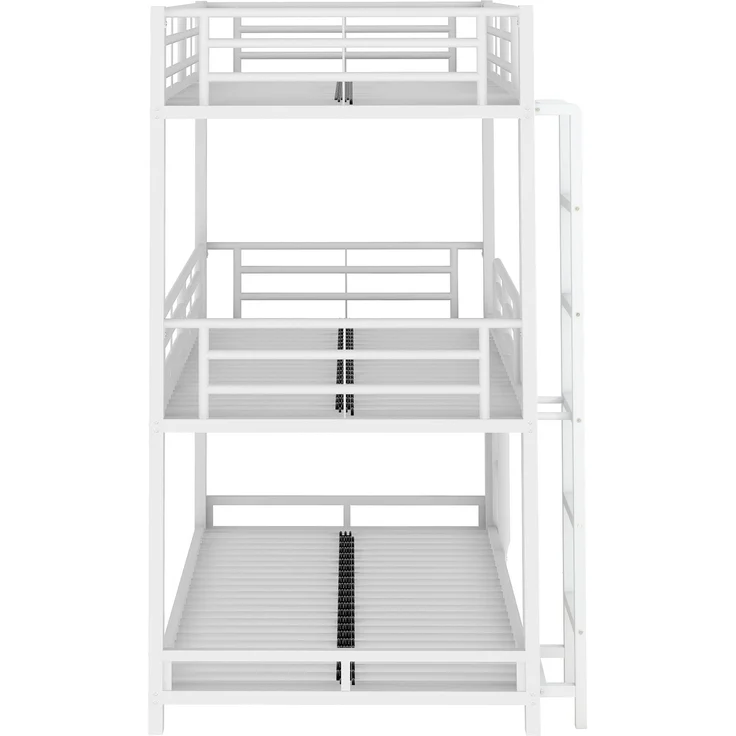 EINHOM 90 x 200 cm Bettgestell Metallbett, Etagenbett, Eisenbett, Dreifach-Etagenbett für Kinder, Jugendliche und Erwachsene, Weiß (Ohne Matratze) – Bild 7