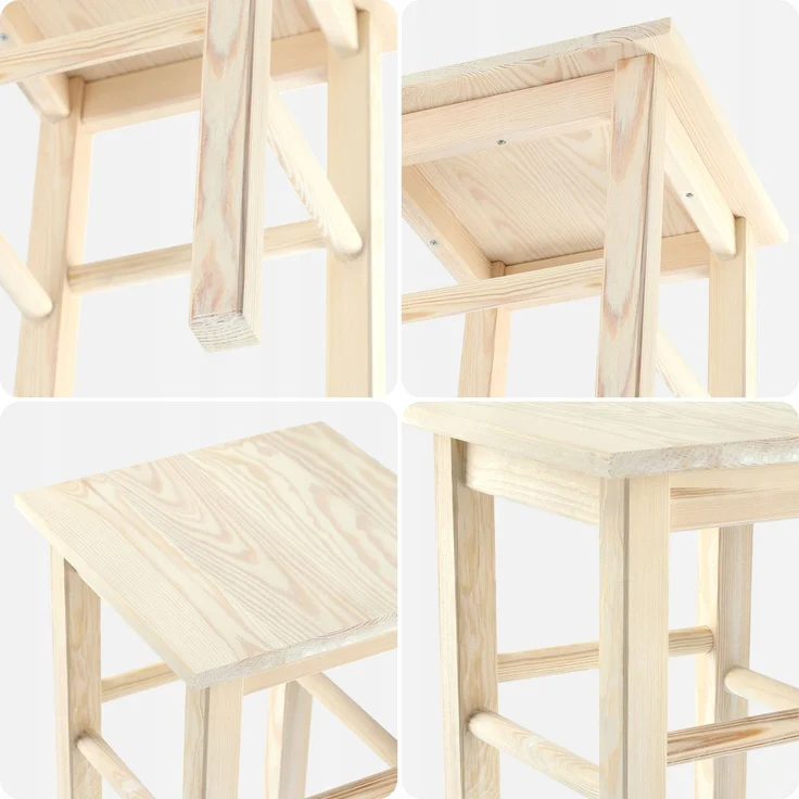 KADAX Holz-Küchenhocker, Hocker, Stuhl, 43,5 cm, massiv, natur – Bild 5