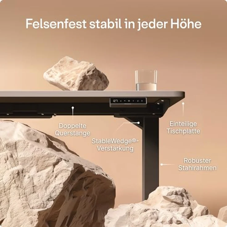 Höhenverstellbarer Schreibtisch - Höhenverstellbar Elektrisch mit Flüsterleisem Dual-Motor & Touchscreen - Hohe Tragfähigkeit - Stehtisch von Desktronic, Schwarz + Grau, 160x80 cm – Bild 5