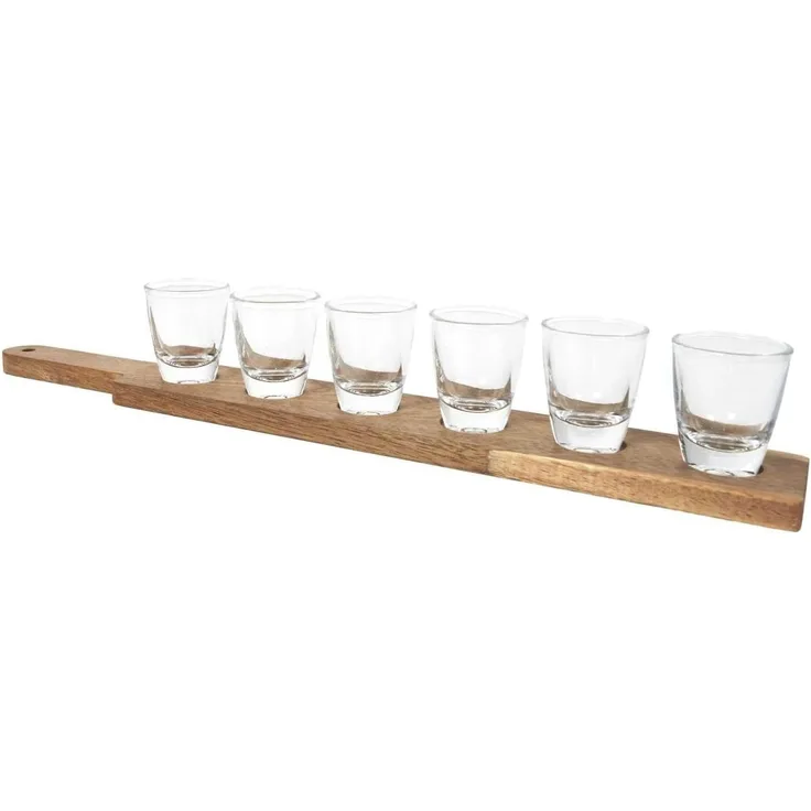 COOK CONCEPT 6er Shooter auf Akazie / Schnapsglasträger mit 6 Schnapsgläsern