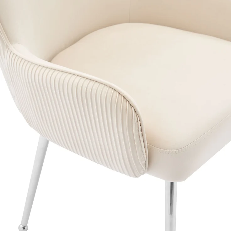 2er-Set Samt-Esszimmerstühle mit Armlehnen, beige/silber, 53x57x83 cm – Bild 9