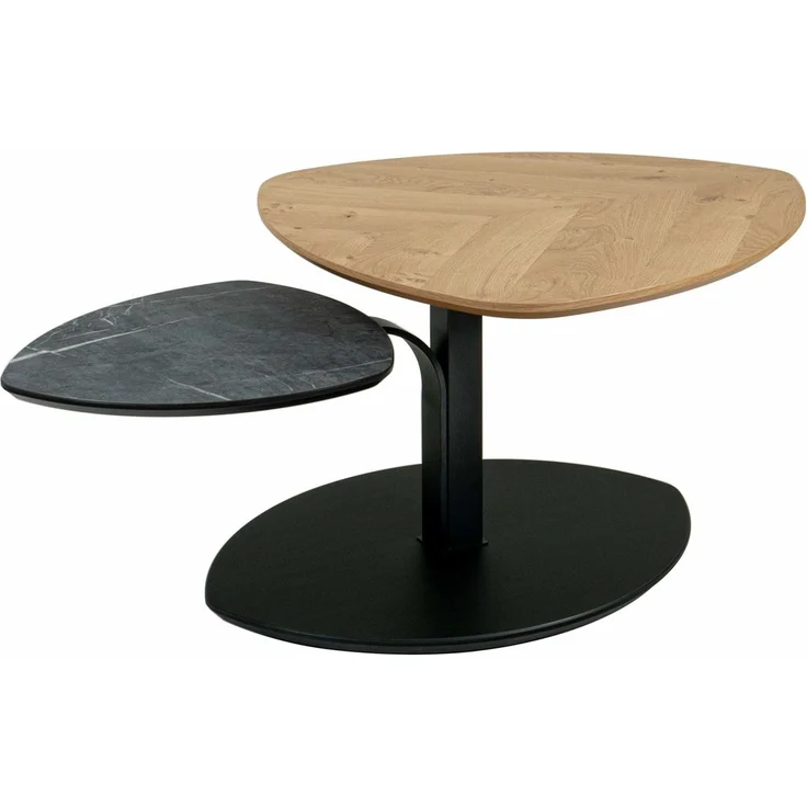 Couchtisch höhenverstellbar Cindi 110x47x70 Echtholz Wildeiche/Schwarz – Bild 1