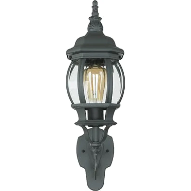 Licht-Erlebnisse Wandleuchte Außen BREST, rustikale Laterne in Grau, IP23, H:54 cm, E27, Aluminium Glas, nostalgisches Design für Garten und Eingang – Bild 4