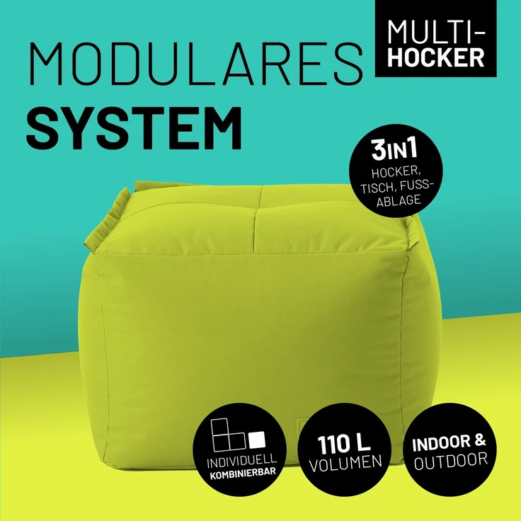 Lumaland Sitzsack-Sofa, Polyester, Pouf, Apfelgrün, 40 x 54 x 54 cm – Bild 2