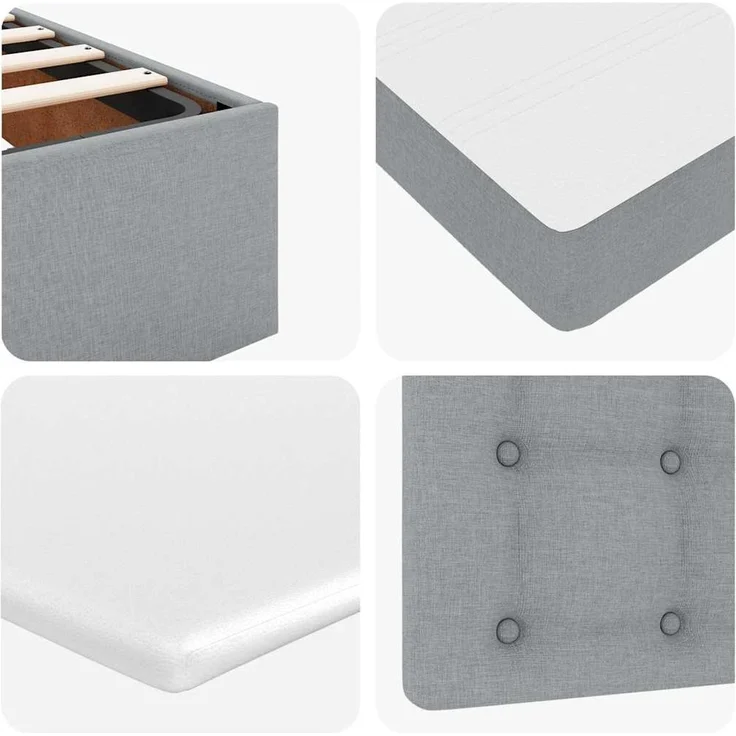 vidaXL Ottoman-Bett mit Matratze & LEDs Hellgrau 100x200 cm Stoff 3312450 – Bild 12