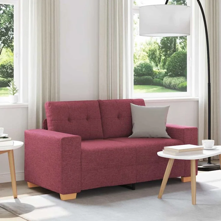 vidaXL Loveseat-Sofa Weinrot 160x77x82 cm Stoff 4105071 – Bild 1