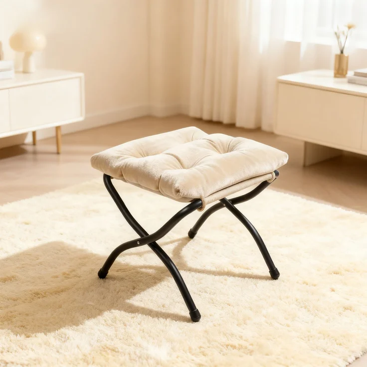 Loungesessel Set mit Hocker, Polyester Bezug, Metallgestell, bis 150kg, ergonomisch, klappbar, für Wohnzimmer Garten,Beige – Bild 3
