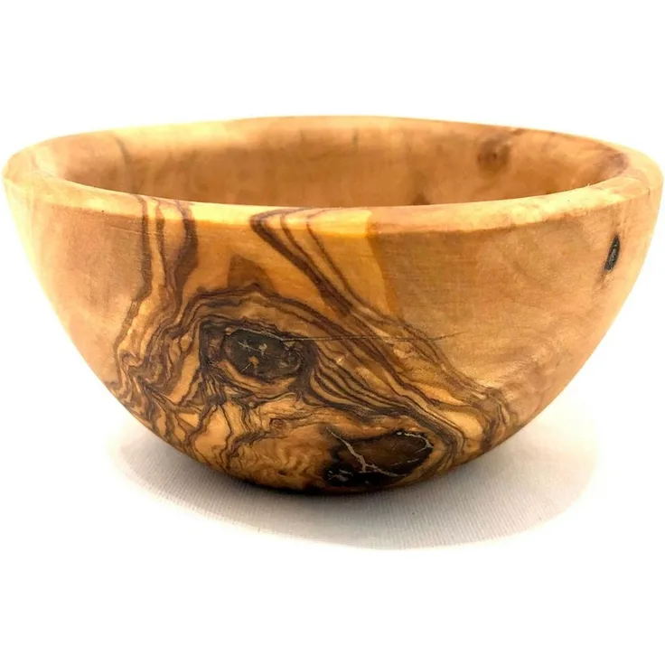 Olivenholz-erleben Tapas-Schale rund Ø 14 cm aus Olivenholz – rustikal und handgefertigt, Olivenholz, (1-tlg), Jede Schale ein Unikat – natürliche Maserung, rustikales Olivenholz
