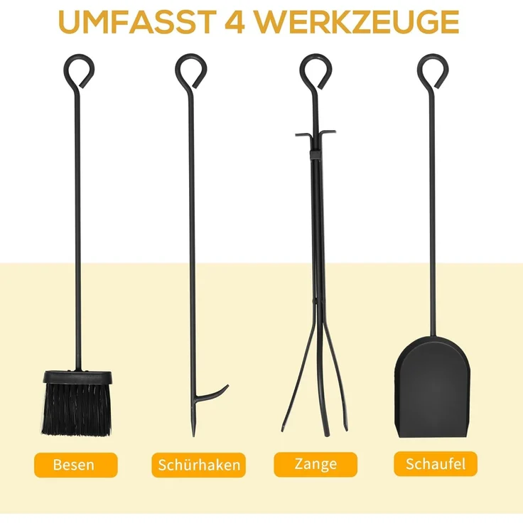 HOMCOM Kaminholzregal Kaminholzständer mit Kaminbesteck – Bild 3