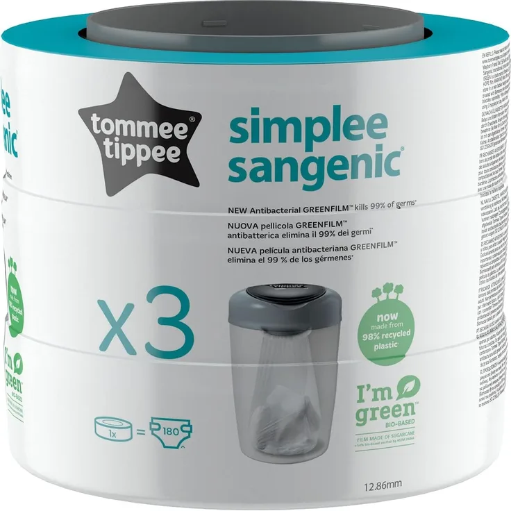 TOMMEE TIPPEE Nachfüllkassette für Simplee Sangenic Windeleimer 3er Set