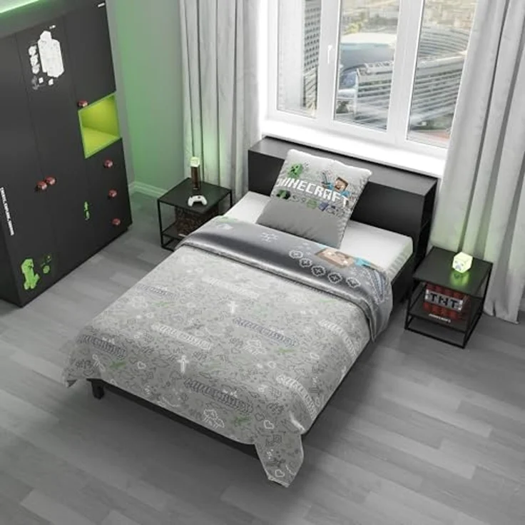 MINECRAFT - Wendebettwäsche, Bettwäsche, Decke und Kissen, mit Reißverschluss, zwei Designs – Bild 3