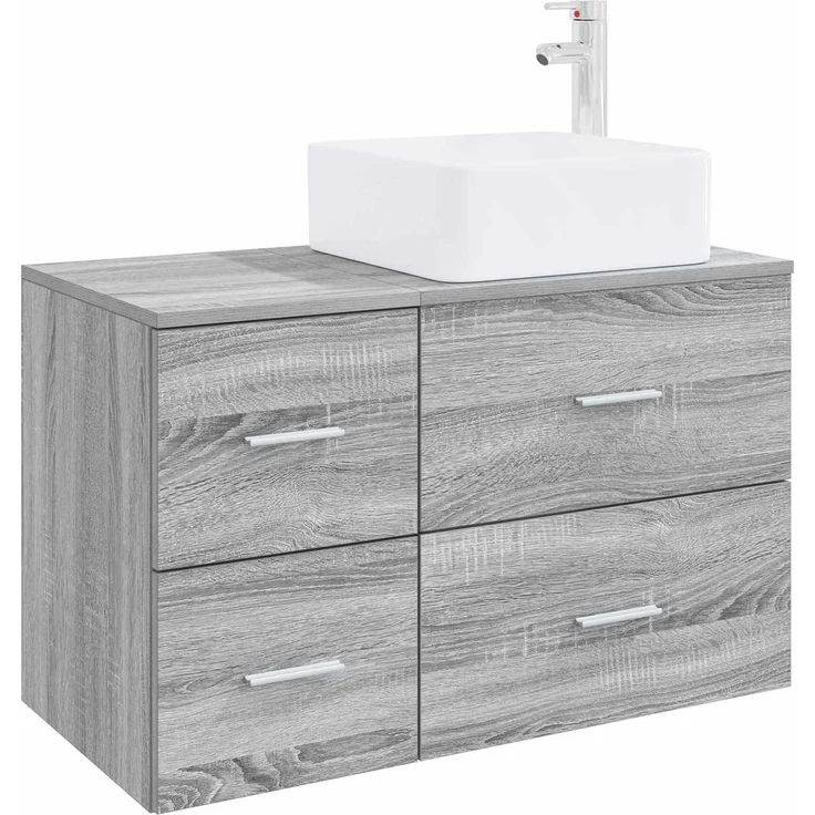 vidaXL Wandmontiertes Badezimmermöbel-Set 2 stk. Grau Sonoma 3403981 – Bild 2