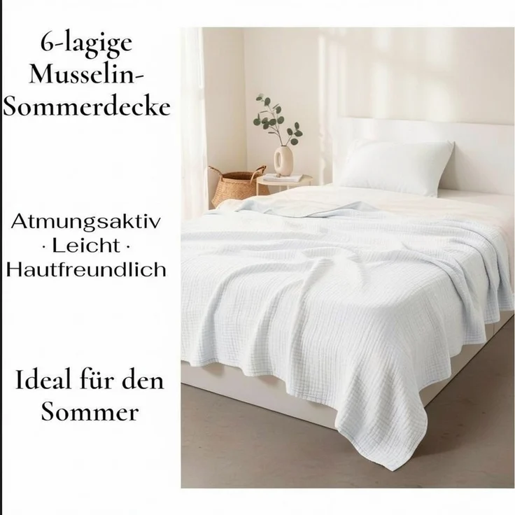 Wohndecke Musselin Decke, JASLIFE, Sommerdecke,100% Baumwolle – Bild 4
