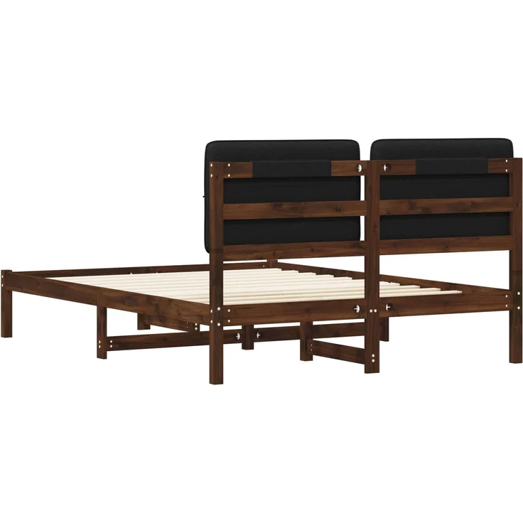 vidaXL Bettgestell mit gepolstertem Kopfteil Dunkelbraun und Schwarz 904074 – Bild 6