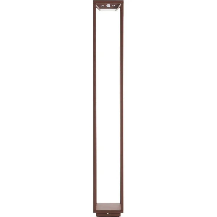 Zafferano, Home Solar Lampe, Kabellose Stehleuchte mit Solarpanel und Bewegungssensor, für den Außenbereich Geeignet, Dimmer, 3000 K, Höhe 100 cm, Farbe Corten