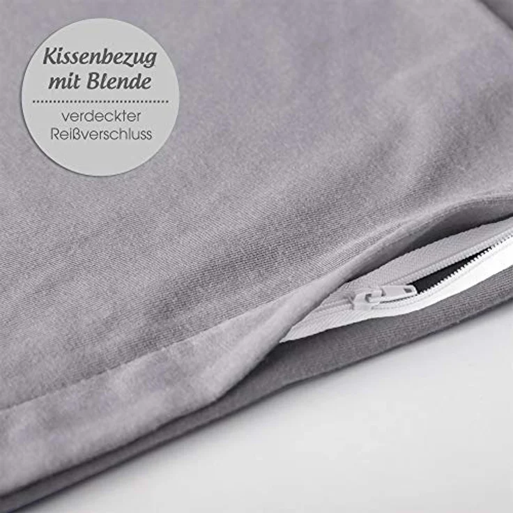 aqua-textil Classic Line Kissenbezug 2er-Set 20x145 cm dunkel grau Baumwolle Seitenschläferrolle Bezug Jersey Kissenhülle, Kopfkissenüberzug, Pillowcase, Bettkissen, Kopfkissenbezug, Reißverschluss – Bild 4
