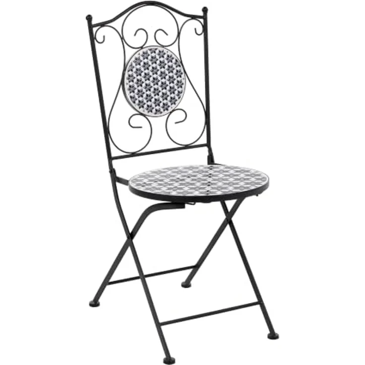 Gartenstuhl 2er Set SIROLO klappbar Metall Weiß Blau – Bild 4