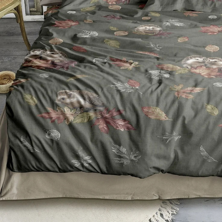 Irisette Biber Bettwäsche Panda 8784-30 Igel olivgrün 135x200 – Bild 4