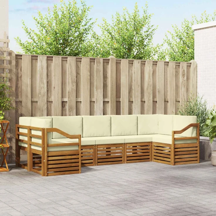 vidaXL Outdoor-Sofagarnitur 7 stk. 7-Sitzer Natur und Creme 3375425 – Bild 1