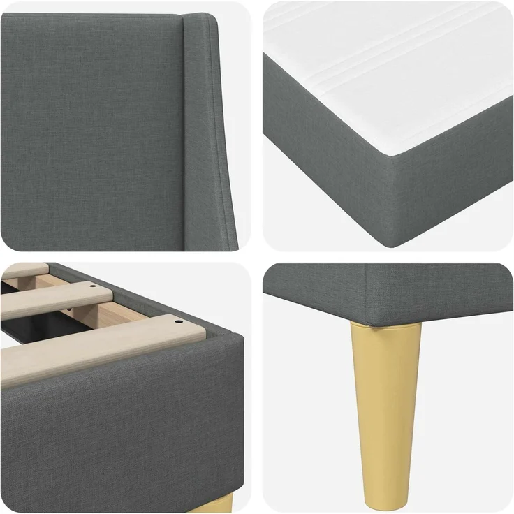 vidaXL Bettgestell mit Matratze Dunkelgrau 140 x 190 cm Polyester 3414735 – Bild 9