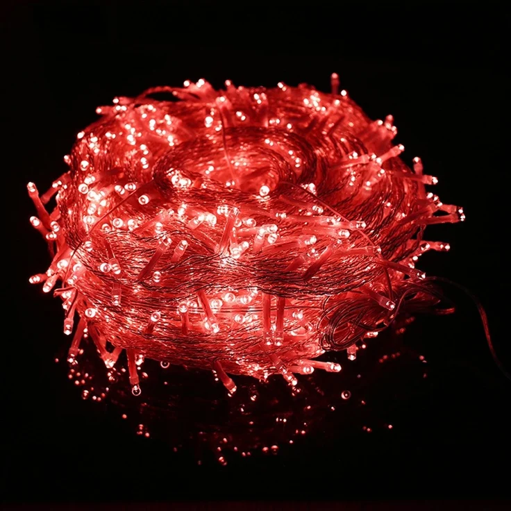 ABC LED-Lichterkette für Außenbereich, 100 LED, rot, 10 m, 8 Leuchtmodi – Bild 3