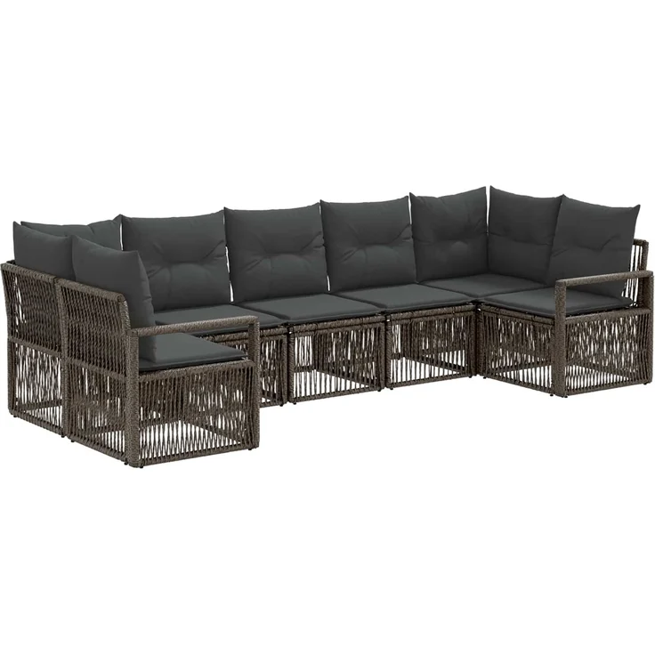 vidaXL Gartensofa-set 7 stk. 7-Sitzanzahl Grau Poly-Rattan 3435812 – Bild 2