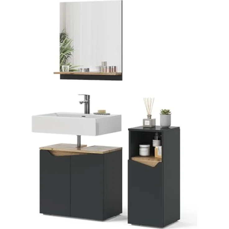 Badmöbel-Set Marelle Anthrazit 3 Teile, mit Midischrank Vicco – Bild 8