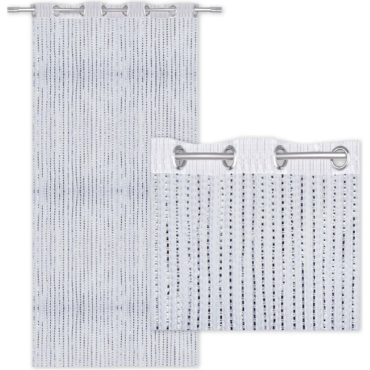 Fadenvorhang Lurex-Optik Fadengardine Türvorhang mit Ösen, trendige Dekoration in vielen verschiedenen Ausführungen erhältlich (140x250 cm / weiß - perlweiß) – Bild 2