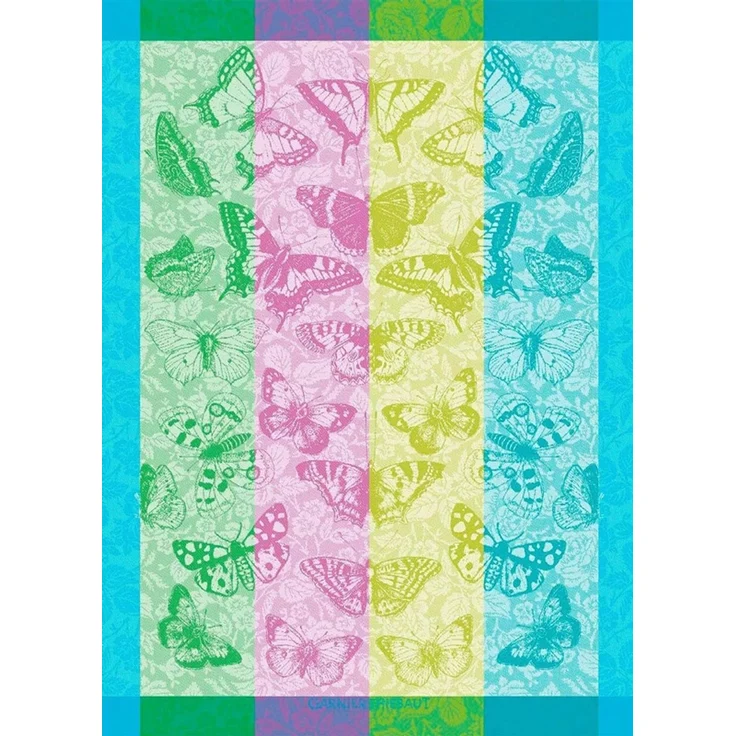 Garnier-Thiebaut Geschirrtuch Beaux Papillons Aquatique 56x78 Cm 100% Gekämmte