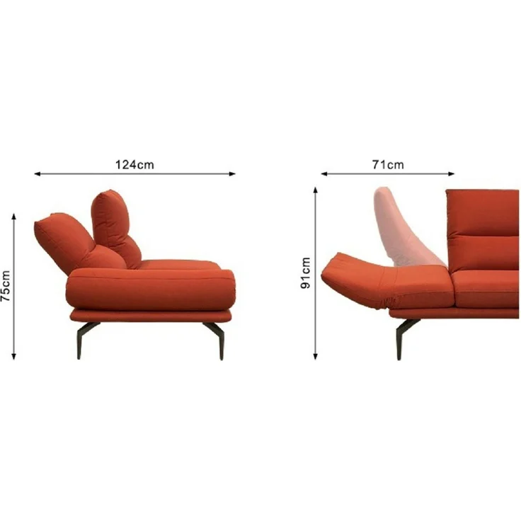 KAWOLA Sofa KIMI 3-Sitzer Ecksofa Stoff Recamiere rechts rot 90 x 170 x 300 cm – Bild 4