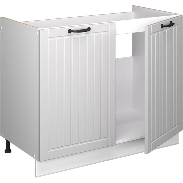 Spülenunterschrank Fame-Line Weiß Landhaus/Weiß 100 cm ohne Arbeitsplatte Vicco – Bild 6