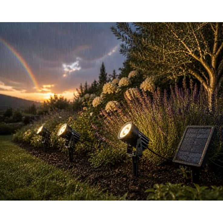 BOLD Solar-Strahler Garten 2er-Set - LED Solarleuchten Außen, Warmweiß – Bild 4