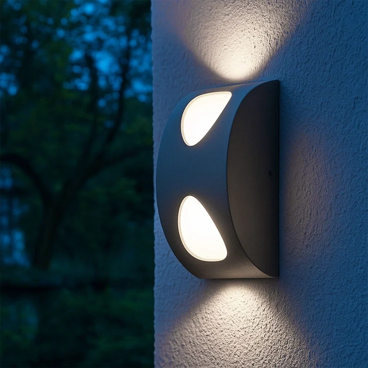 LED Außenlampe, wetterfest, 2 flammig, silber, H 19cm – Bild 3