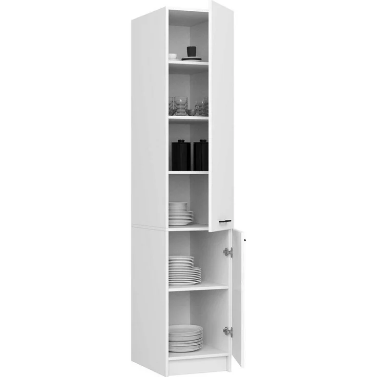 Raumhirsch Furniture Mehrzweckschrank Praktischer Hochschrank Küche - Für mehr Stauraum - Apothekerschrank Kratzfester Laminat, Soft-Close, 2 Türen, 6 Einlegeböden – Bild 1