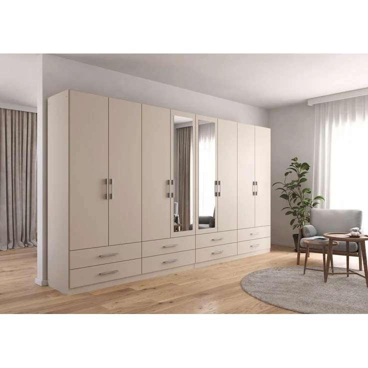 rauch Kleiderschrank Schrank Garderobenschrank Mehrzweckschrank Schlafzimmer HERSBRUCK (3 verschiedene Ausstattungen BASIC/CLASSIC/PREMIUM (inkl. SOFT-CLOSE) mit großzügigen Schubladen sowie Spiegeltüren MADE IN GERMANY – Bild 2