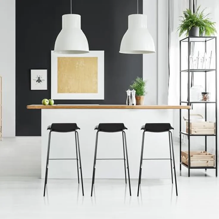 Hjh Office LONSO 10, Barhocker mit schmutzabweisendem Kunstlederbezug, zeitloses Design – Bild 5