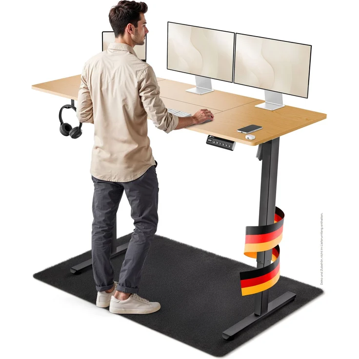 LUTIVO Foxtrot, Höhenverstellbarer Schreibtisch Elektrisch, Memory-Funktion und Kabelmanagement, 140 x 60 cm, Schwarz/Holz – Bild 8