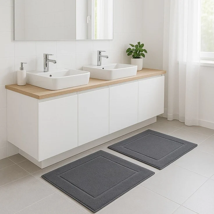 Betz Badematte 2er Set Badvorleger Premium Badematte Badteppich Größe 50x70 cm, beidseitig nutzbar, Baumwolle, Qualität 650g/m² – Bild 4