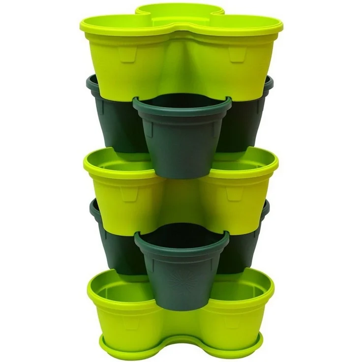 Engelland Blumenständer Säulentopf, Hochbeet, Kräuterbeet (Vorteils-Set, 5 St, 11 Liter Fassungsvermögen je Ebene), fallsicher, UV-beständig, stapelbar, platzsparend, robuster Kunststoff – Bild 2