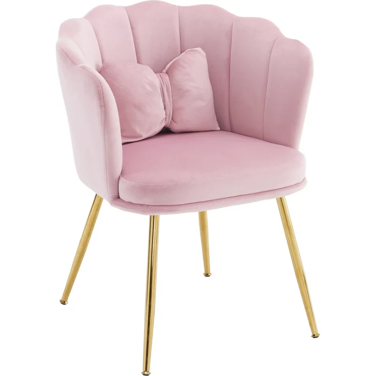 Set aus 6 Samt-Wohnzimmerstühlen mit Blütenblatt-Rückenlehne, 63x58x77 cm, Rosa – Bild 2