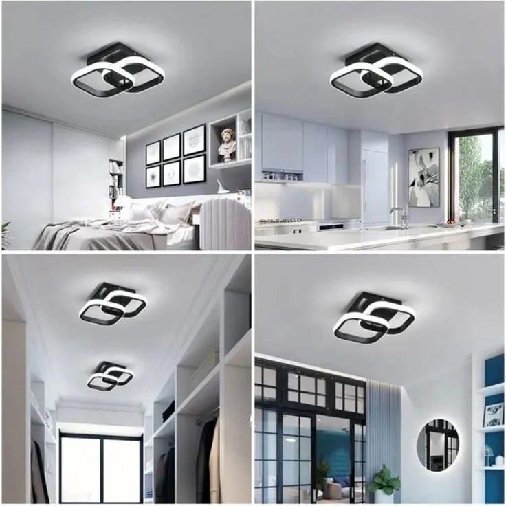DELIPOP – Moderne LED – Deckenleuchte 22 W – 6500 K, 2er – Set quadratisch, ideal für Wohnzimmer, Schlafzimmer, Flur, Küche, Esszimmer – Schwarz – 25x17x10cm – Bild 5