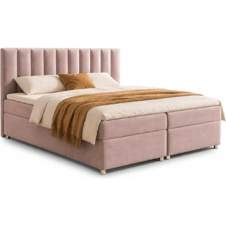 Best For Home Boxbett Trinity K-10, Rosa, Boxspringbett mit Bettkasten, 160x200 cm – Bild 1