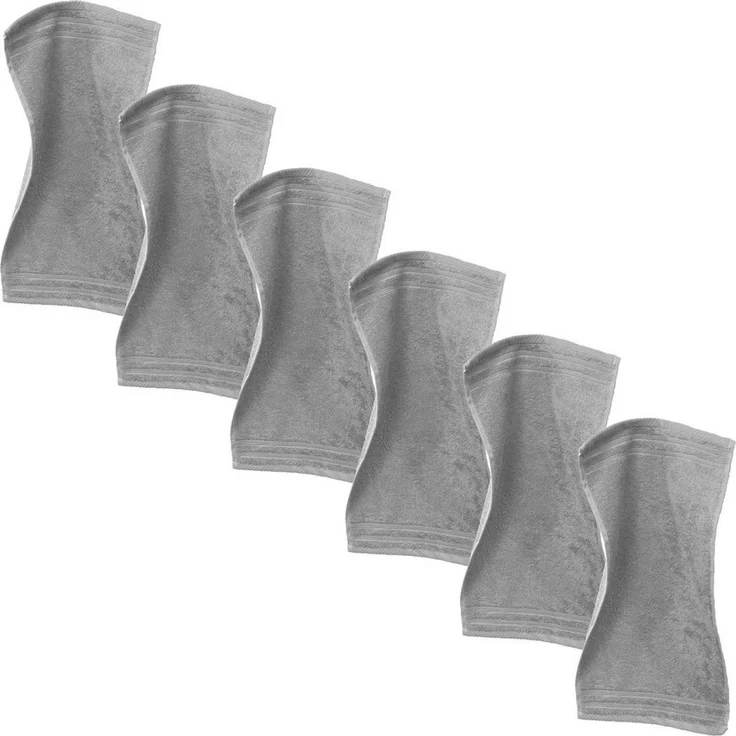 Erwin Müller Gästehandtuch "Heidelberg" 6er-Pack, Frottier (6-St), Walk-Frottier Uni, Hellgrau, 30x50 cm – Bild 1