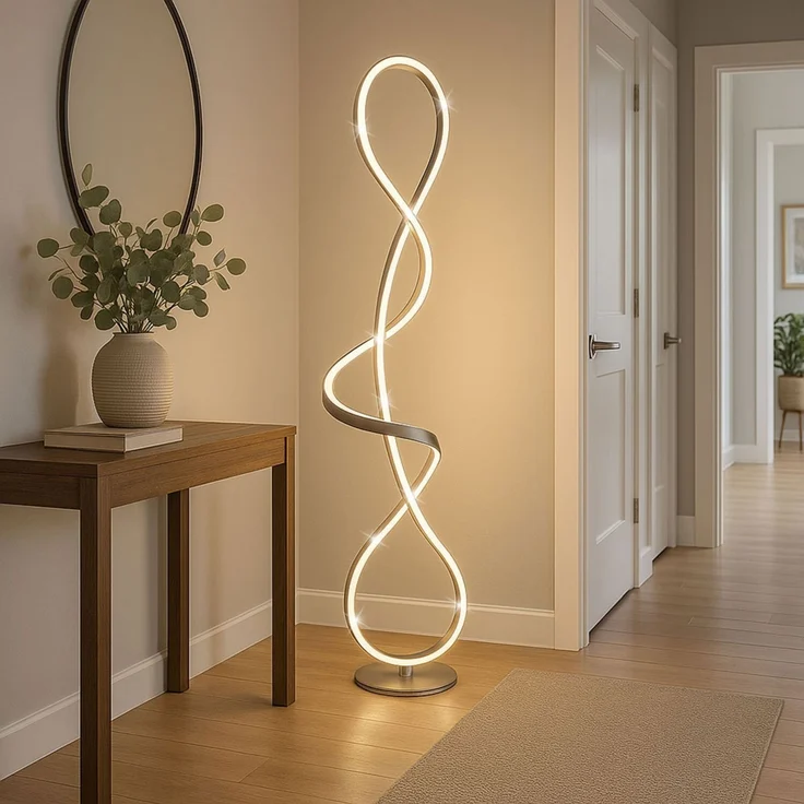 LED Stehleuchte, silber, Kristalle, H 132,5 cm – Bild 4
