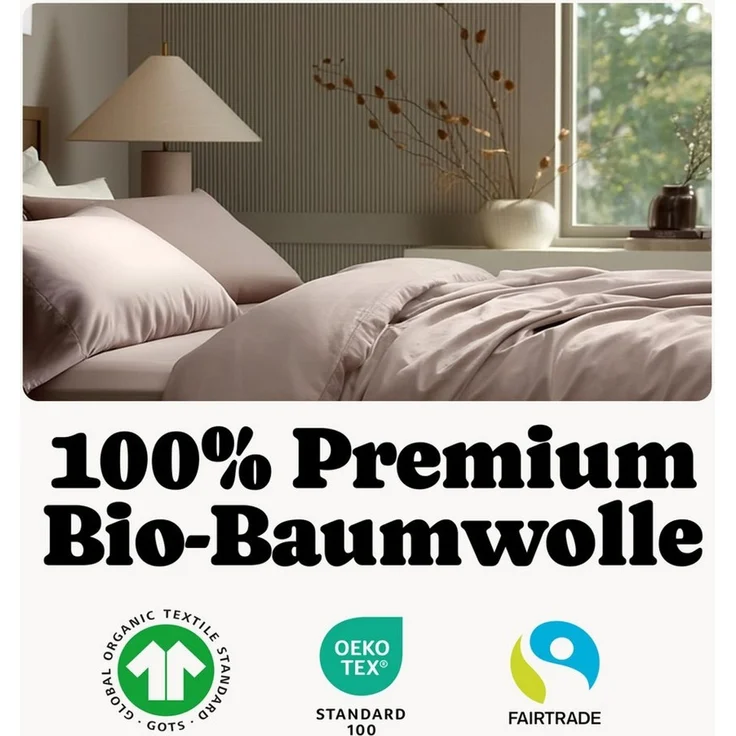 Seralino Kissenbezüge Mako Satin Kissenbezug (100% Bio Baumwolle) weich, hautfreundlich, (2 Stück), Fairtrade/ GOTS zertifizierte uni Kissenhülle mit Reißverschluss – Bild 3