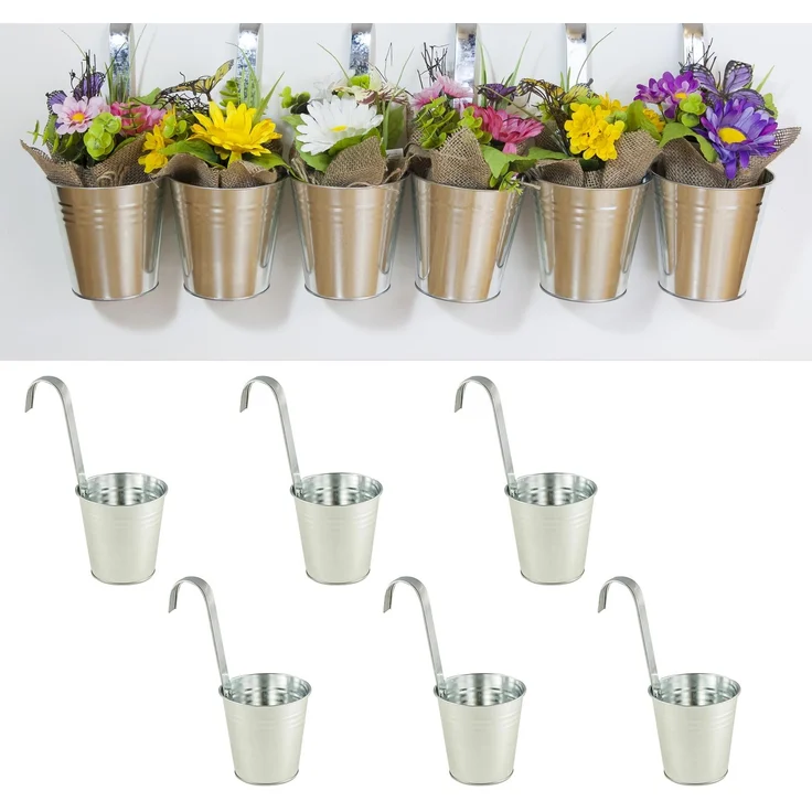 6 x Blumentopf Hngetopf Pflanztopf Hngetpfe Blumen Topf Krutertopf Zink – Bild 5