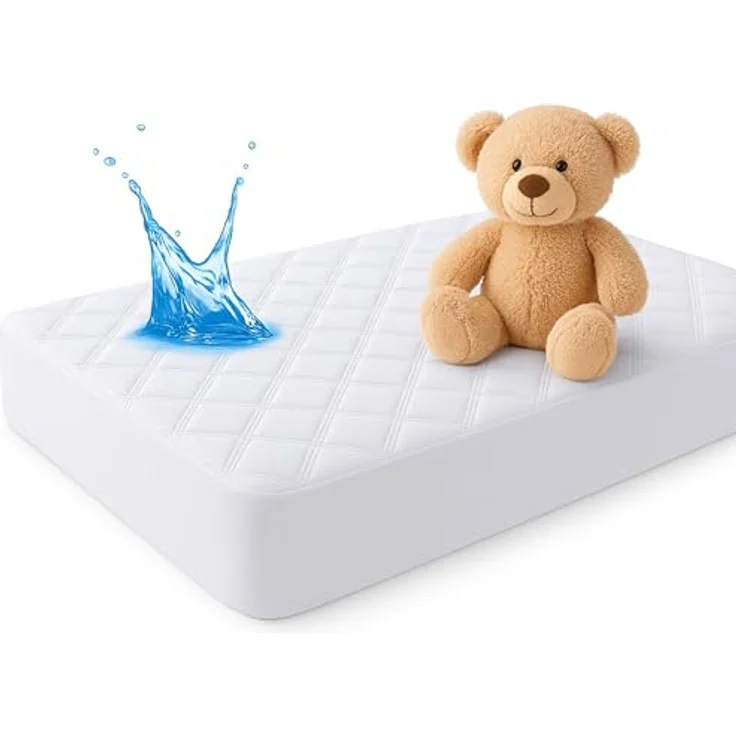 Dudu N Girlie Gesteppter wasserdichter Reisebett Matratzenschoner 65x95 cm - Stoff hypoallergen und geräuschlos Spannbettlaken Bezug - 100% wasserdichter Matratzenschoner Kinderbett Matratzenauflage – Bild 2
