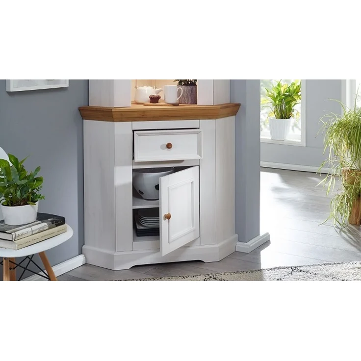 Eckanrichte 104cm "Zürich" Kiefer massiv weiß WZ-0133 – Bild 2